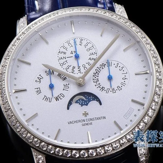 Manufacturer high-quality Vacheron Constantin heritage series white steel perpetual calendar men's mechanical watch movement