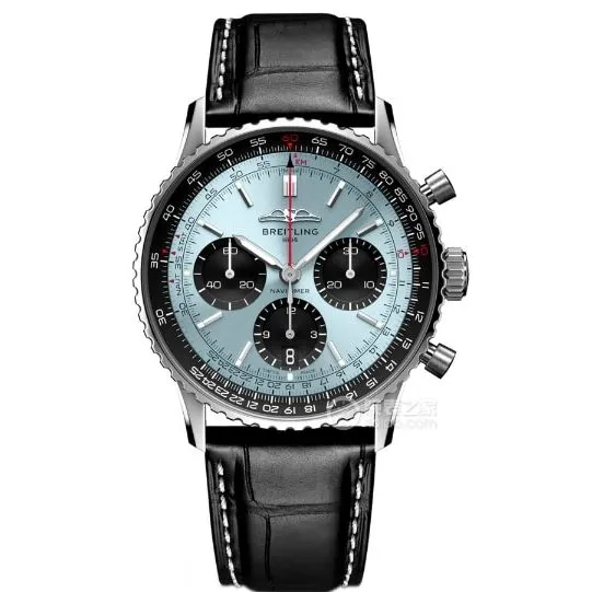 BLS aviation chronograph1Breitling1:1replica watch men's ice blue dialleather strap model AB0138241C1P1