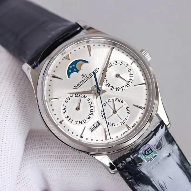 TW factory top-tier watch Jaeger-LeCoultre master moon phasewhite dial perpetual calendar automatic movement men's watch front view