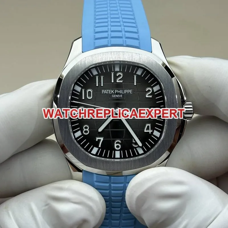 Patek Philippe watch BBF factory grenade black dial blue rubber model 5167Afront live photo