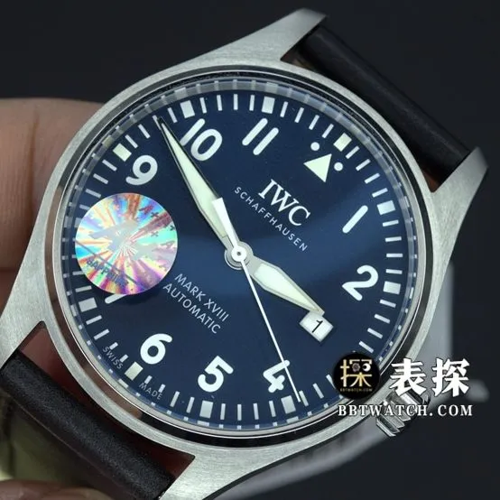 A+ factory IWC pilot top-tier watch men's mark twenty blue dialleather strap model pictures and prices front live photo