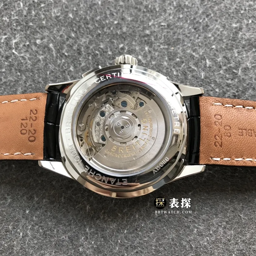 Breitling B01chronographtop-tier 1:1high-quality watch men's silver panda disc leather strap model pictures and prices front live photo