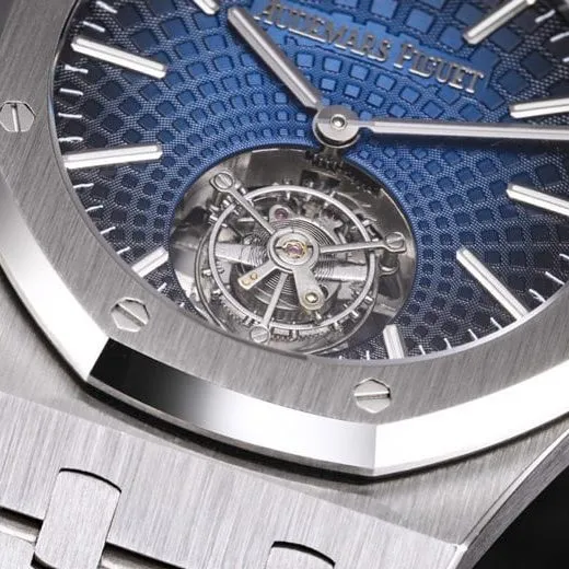 Dachang high-quality replicaR8 factory 2022 Audemars Piguetblue dialRoyal Oak self-winding tourbillon men's watch front view