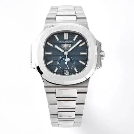 PPF Factorytop-tier watch Patek Philippeautomatic movementNautilus series men's blue dialsteel bracelet watch front view