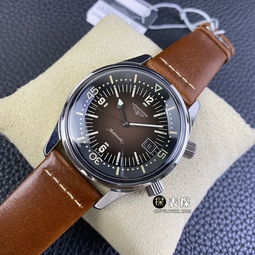 OS factory Longines classic watch men's brown plate leather strap model pictures and prices front live photo