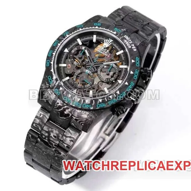 TW factory Rolex Daytona carbon fiber hollow plate black steel bracelet front live photo