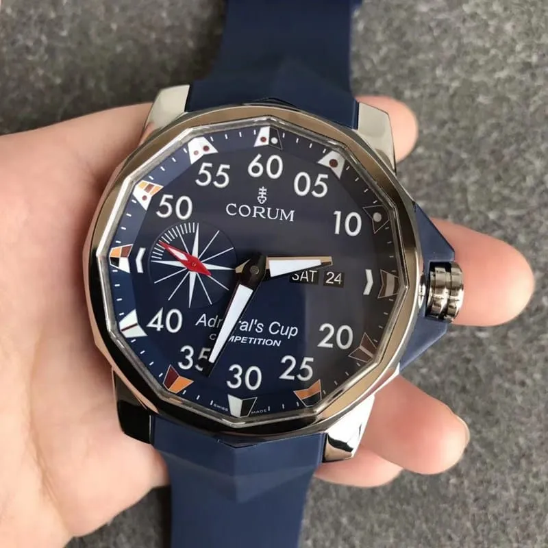 Corum watch high-quality men's watch admiral series large diameter tough guy style blue dial front view