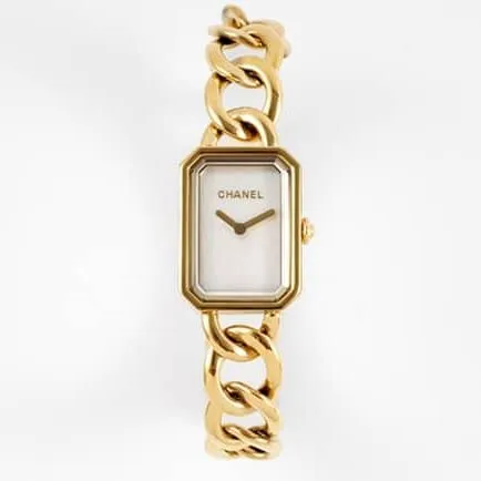 top-tier replicaChanel women's white dial gold steel braceletquartz watch back cover picture