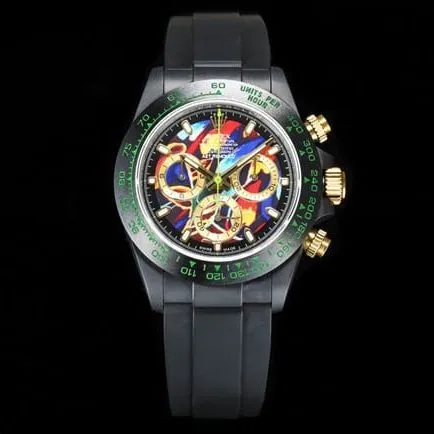 TW factory top-tier replicaRolex men's watch fully automatic movement men's gold plate rubber strap front view