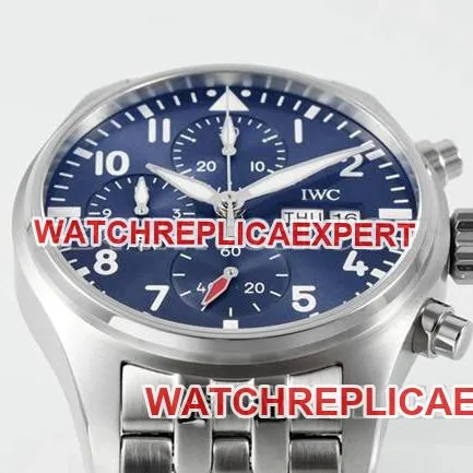 IWCtop-tier watch APS factory pilot blue dialchronograph69385movementsteel bracelet front live photo