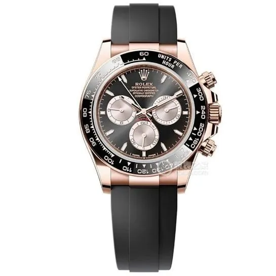 Clean factory Rolex Daytona super A imitation black plate rose gold rubber models 126515 front real picture