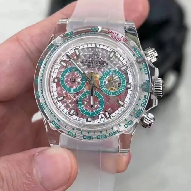 Top Rolex Daytona Customized AET 4130 Caliber Sapphire Crystal Case Men's Mechanical Watch Front View