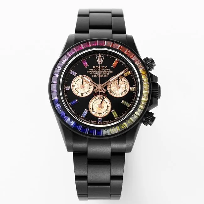 Daytona carbon black Rolex fully automatic movement Daytona series men's black dialsteel bracelet top-tier watch front view