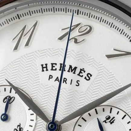 top-tier Hermès men's white dial brown belt retro quartzleather strap watch front view