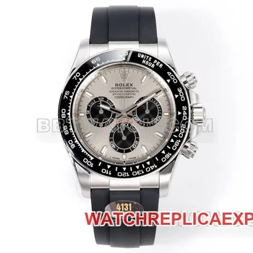 collectible watch JF factory Rolex Daytona gray plate 4131 mechanical 40mm rubber braceletfront live photo