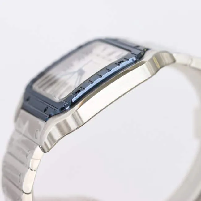 Cartier's new GF Santos white steel rubber strap men's watch front view