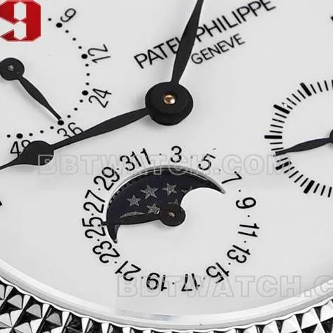Top watch complex function timepieces V9 Factory Patek Philippe white dial leather strap real shot photo