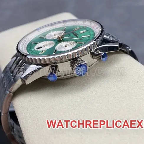 1:1replica watch BreitlingBLS factory aviation chronographgreen dialsteel bracelet bracelet live photos