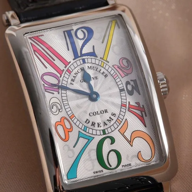 top-tier Frank Muller watch Long Island series leather strap ladies quartz white dial black belt detail shots