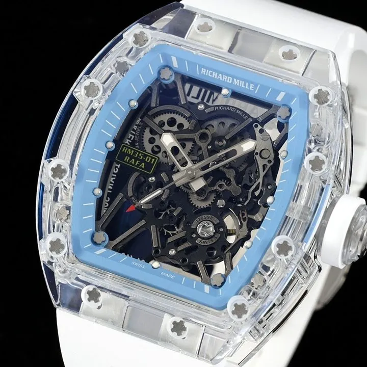 Richard Mille Men's Watch Transparent Hollow Disc Rubber Model RM35-01front live photo