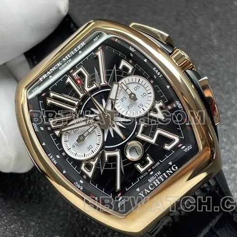 1:1replica watch Frank Muller ABF factory V45black dial gold case leather braceletside live photo
