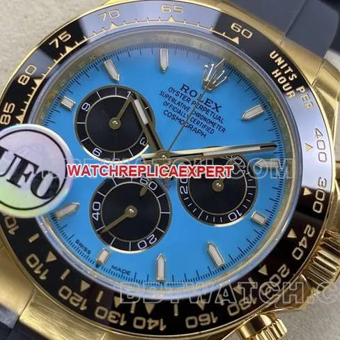 collectible watch DaytonaUFO factory Rolexyellow gold case blue dial4131 mechanical weight live photos