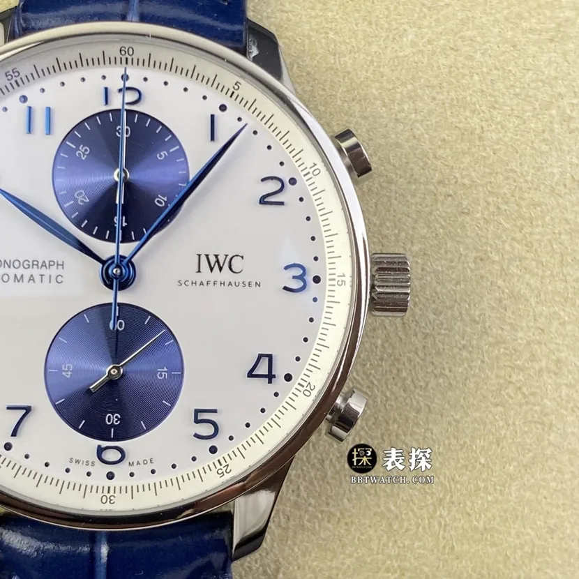AZ factory IWC watch Portugal IW371620top-tier 1:1super watch men's white dialleather strap model pictures and prices front live photo