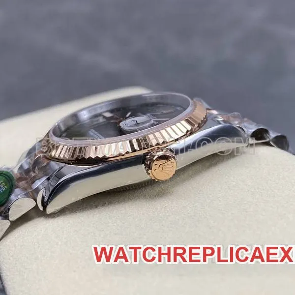 Rolex collectible watch ARF FactoryDatejust gray dial Roman numerals 36mm rose goldsteel bracelet model front live photo