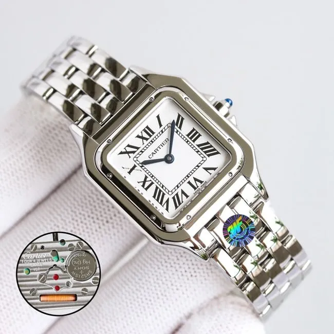 top-tier replicaCartiersuper clone3WF factory women's white dialsteel bracelet cheetah series quartz watch movement picture