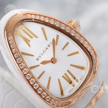 Bvlgaritop-tier ladies white dialrubber strapquartz watch clasp picture