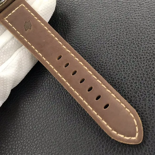 HW factory Paneraireplica watch men's green dial brown belt manual mechanical leather strap watch front view