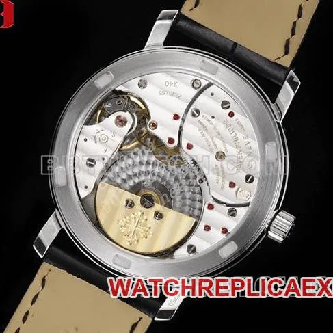 Top watch complex function timepieces V9 Factory Patek Philippe white dial leather strap real shot photo