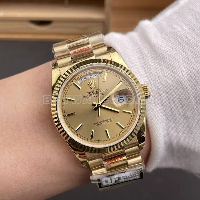collectible watch QF factory Day-DateRolex gold plate yellow gold2836 mechanical 36mm caseback live photo