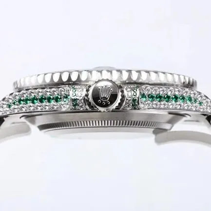 Top-tierRolexreplica watch men's green dialsteel bracelet fully automatic movement perfect side view