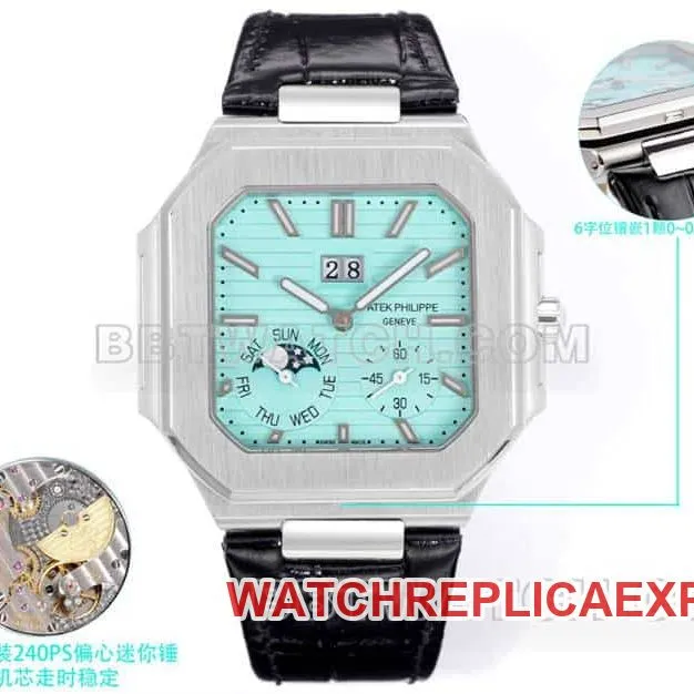 3K FactoryPatek PhilippeCUBITUStop-tier 1:1high-quality Tiffany blue dial5822front live photo