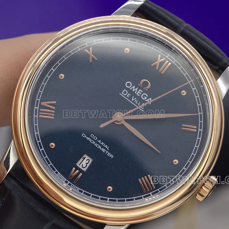 A+ Omega Butterfly Top collectible watches Rose Gold Blue Plate 39.5mm for Men