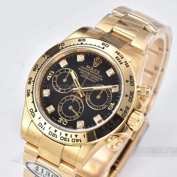 Factory C RolexDaytonatop-tier 1:1high-quality replicablack dialyellow goldsteel bracelet model m116508-0008front live photo