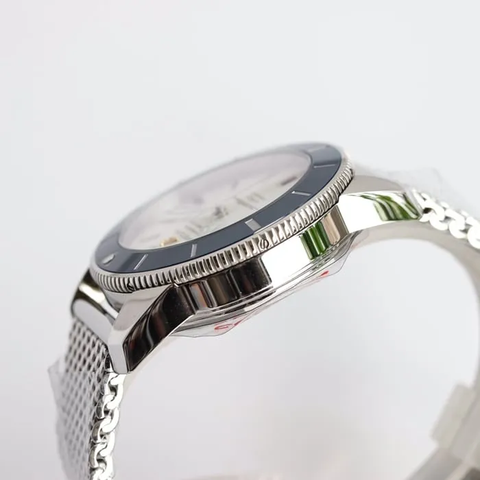 top-tier watch Breitling men's white dial mechanical watch front view