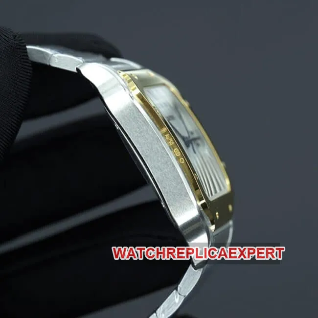 BV factory Cartier top collectible watches men's white disk steel belt automatic mechanical Santos series back cover figure