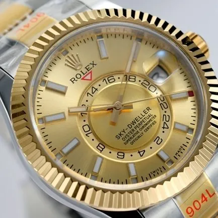 Top-quality Rolex men's gold dial with gold strap Sky-Dweller series automatic mechanical watch