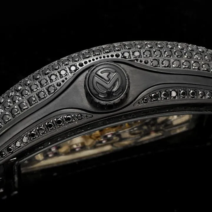 RMS factory Frank Muller men's watch black dial diamond tourbillonleather strap model V45braceletlive photos