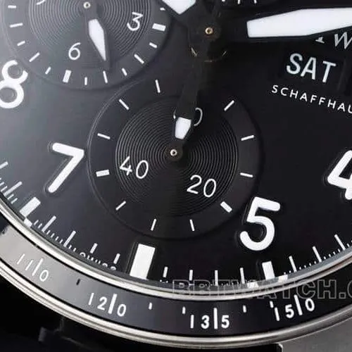 BLSIWC watch pilot super cloneblack dialchronograph rubber model IW388305front live photo