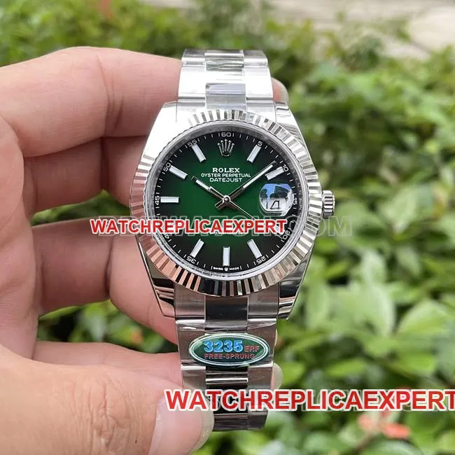 top-tier watch log ERF factory Rolexgreen dial3235 mechanical 41mmfront live photo