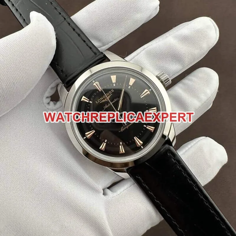 AF FactoryLongines Concas 1:1super cloneblack dialleather strap model L1.649.4.52.2front live photo