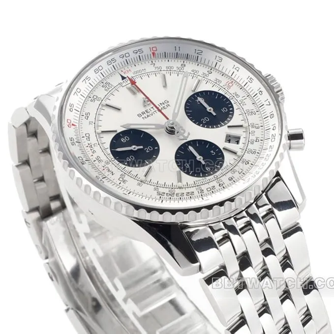 BLS factory Breitling aviation chronograph1:1super silver panda disk AB0121211G1A1braceletlive photos