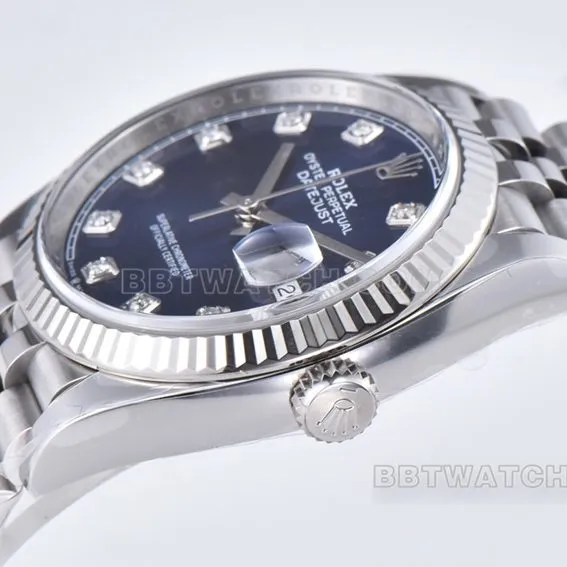 Factory C Rolex log top-tier 1:1high-quality replica36mmblue dial diamond hour markers m126234-0037front live photo