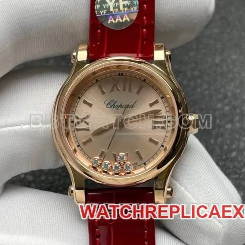 collectible watch YF factory ChopardHAPPY SPORTrose gold plate 2892 mechanical front live photo
