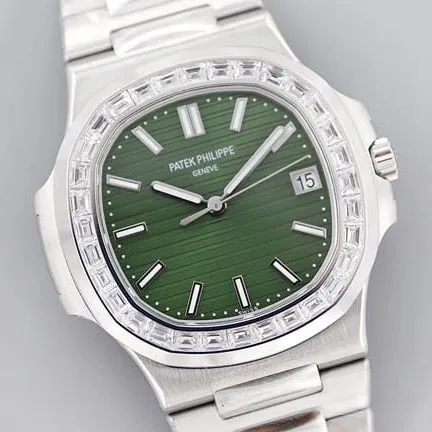 Patek Philippetop-tier watch men's green dialsteel bracelet fully automatic movement watch clasp picture