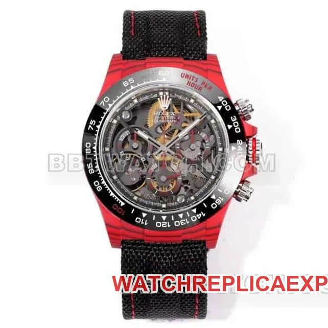 TW factory RolexDaytona1:1super carbon fiber hollow plate red front live photo