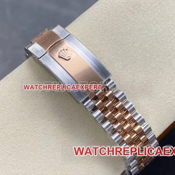 Rolex watch ARF Factory log 41mm aperture brown disc 3235 rose goldsteel bracelet front live photo